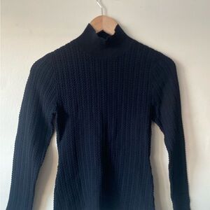 Sezane Black Ribbed Knit Top